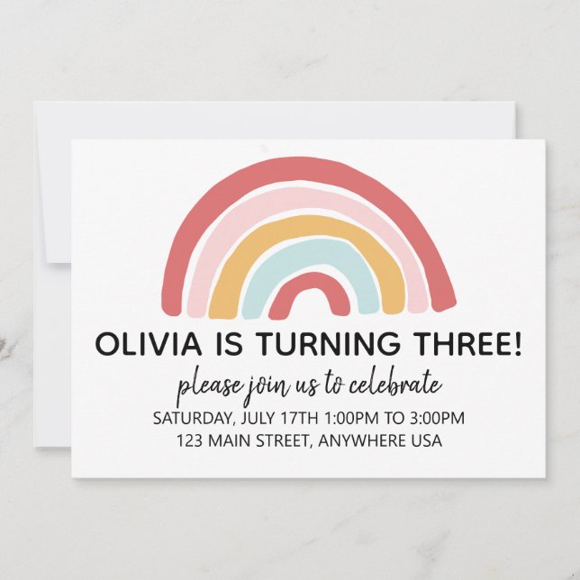 Rainbow Birthday Invite Einladung (Vorderseite)