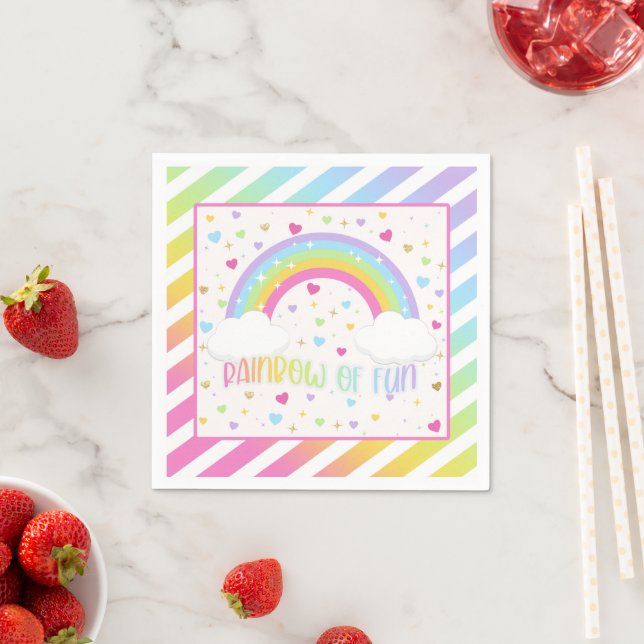 Rainbow Birthday Napkin - Pastel Serviette (Beispiel)