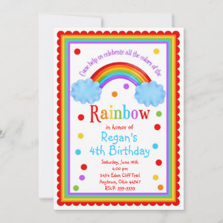Rainbow Birthday Party Einladung
