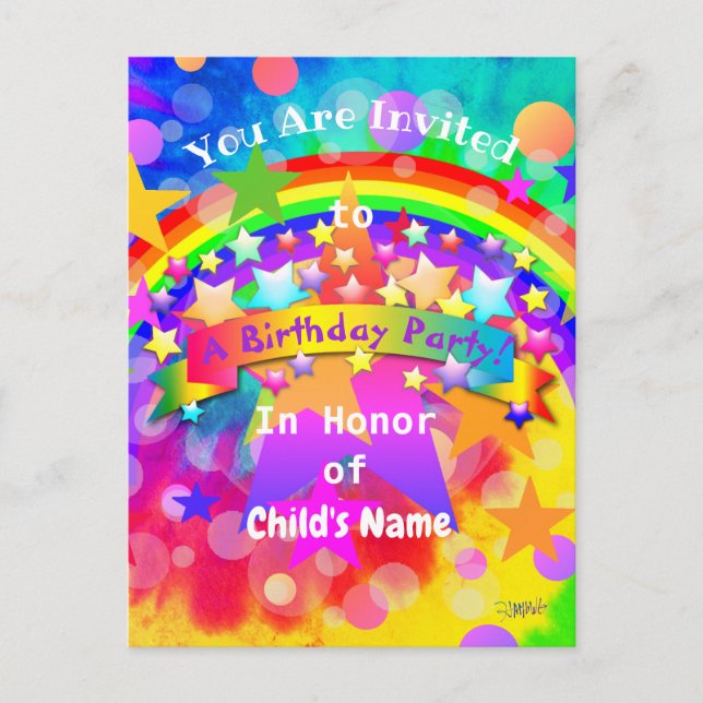 Rainbow Birthday Party Einladung Postcard HAMbyWG Postkarte (Vorderseite)