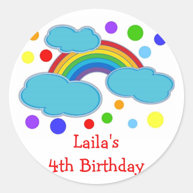 Rainbow Birthday Party Fevor Labels Runder Aufkleber (Vorderseite)