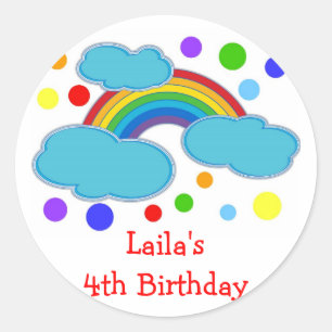 Rainbow Birthday Party Fevor Labels Runder Aufkleber