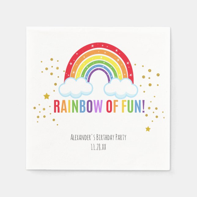 Rainbow Birthday Party Paper Napkin Serviette (Vorderseite)