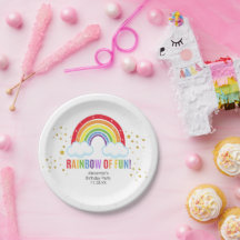 Rainbow Birthday Party Paper Plate