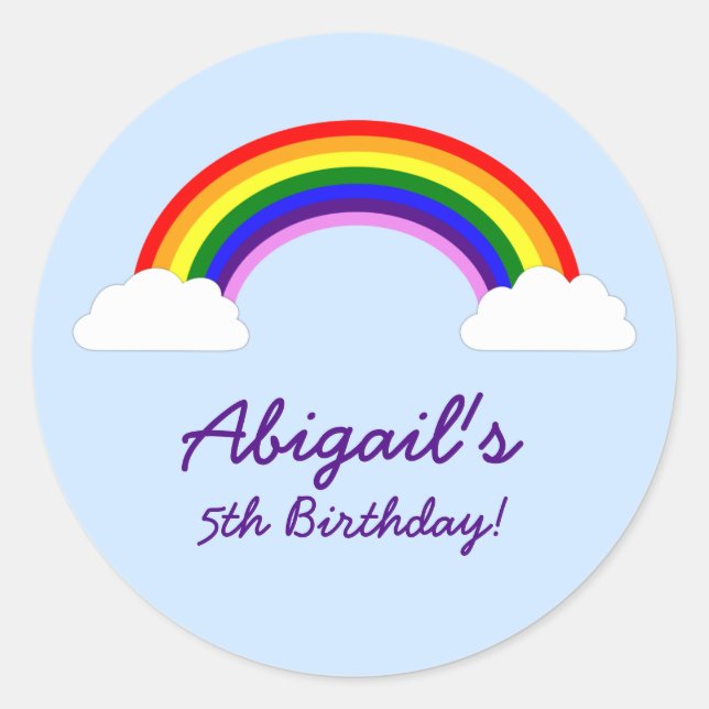 Rainbow Birthday Party Personalisiert Gefallen Runder Aufkleber (Vorderseite)