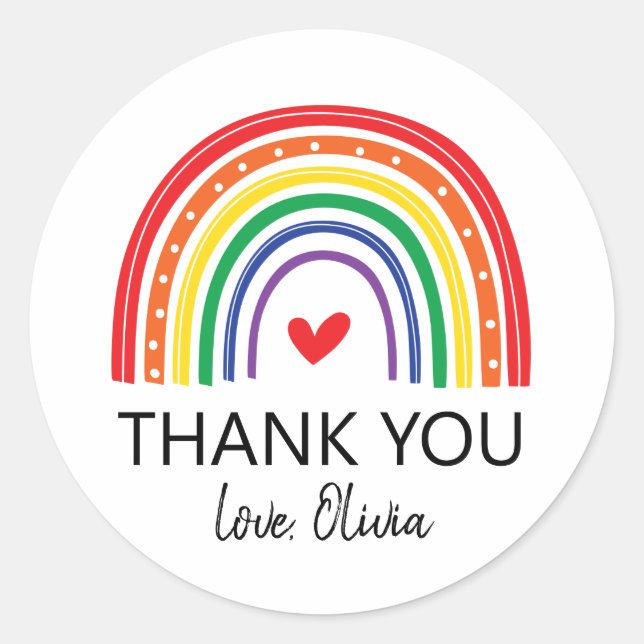 Rainbow Birthday Party Vielen Dank für Ihre Unters Runder Aufkleber (Vorderseite)
