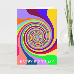 Rainbow Birthday Psychedelic Pop Art candy Swirl Karte