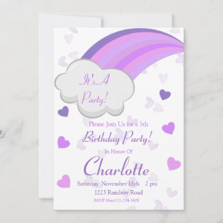Rainbow Birthday, Rainbow-Party, Lila Regenbogen Einladung