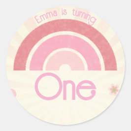 Rainbow Birthday Runder Aufkleber