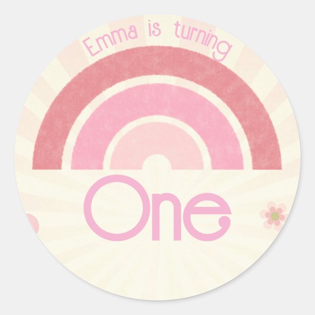 Rainbow Birthday Runder Aufkleber (Vorderseite)