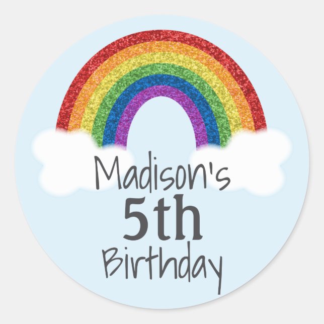 Rainbow Birthday Stickers Gefallen Stickers (Vorderseite)
