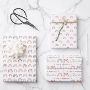 Rainbow Birthday Wrapping Paper Sheets Geschenkpapier Set