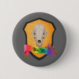 Rainbow Bite Me Badger Skull Button