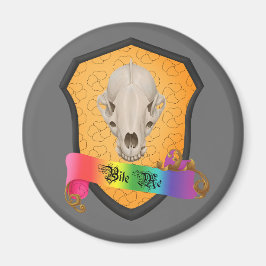 Rainbow Bite Me Badger Skull Magnet