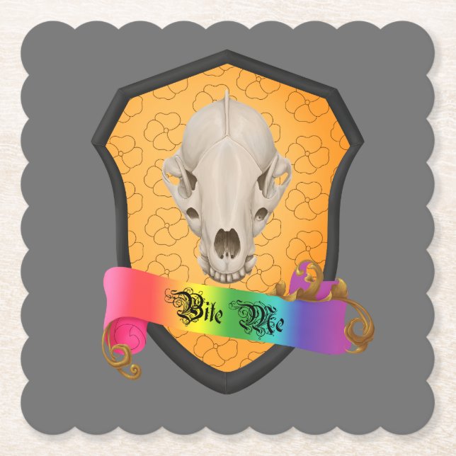 Rainbow Bite Me Badger Skull Untersetzer (Vorderseite)