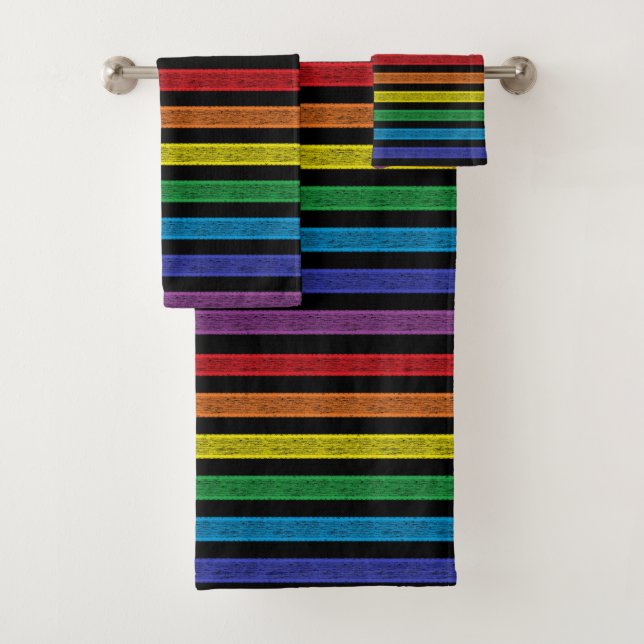 Rainbow Black Badhandtuch Set (Insitu)