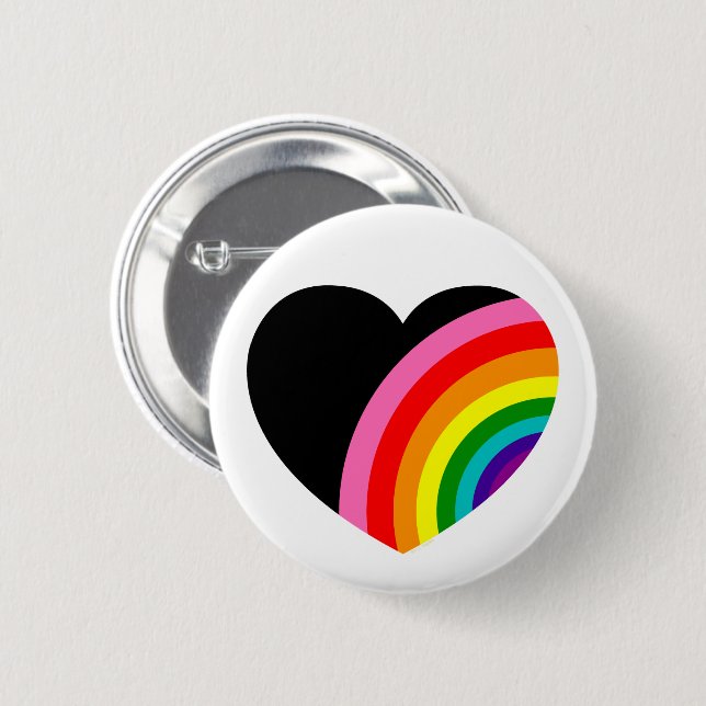 Rainbow Black Heart Button (Vorne & Hinten)