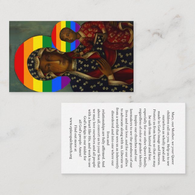 Rainbow Black Madonna Holy Card Visitenkarte (Vorne/Hinten)