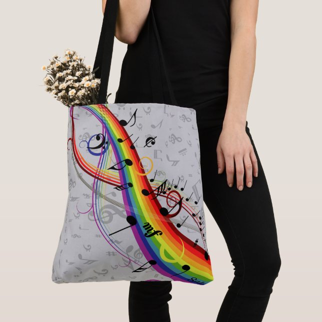 Rainbow Black Musical Notes on Grau (Von Nahem)
