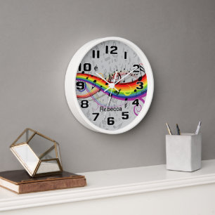 Rainbow Black Musical Notes on Gray Uhr