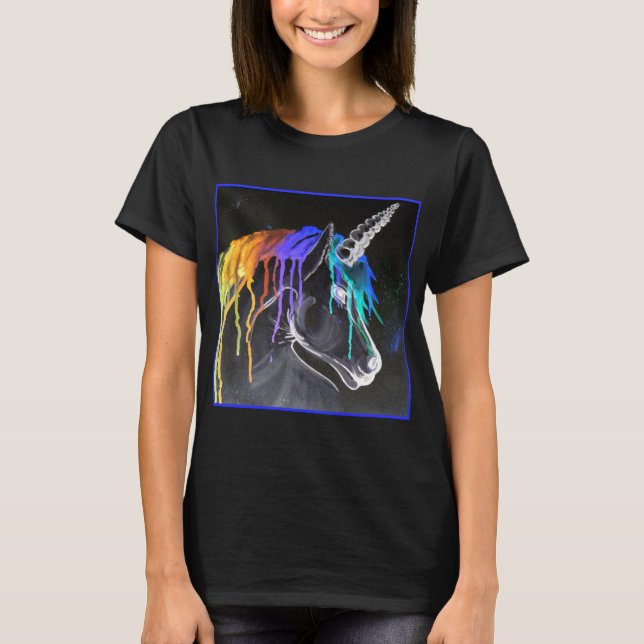 Rainbow Black Unicorn T-Shirt (Vorderseite)