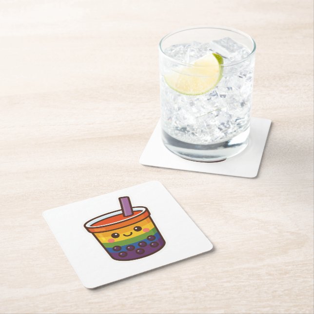 Rainbow-Blase-Tee LGBTQ+-Preis Rechteckiger Pappuntersetzer (Vor Ort)