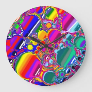Rainbow Blast Abstrakte Kunst Große Wanduhr