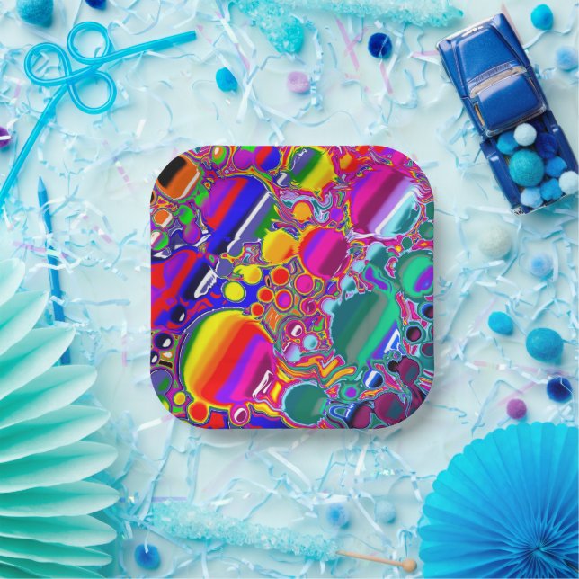 Rainbow Blast Abstrakte Kunst Pappteller (Party)