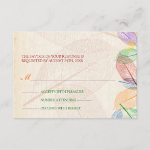 Rainbow-Blätter RSVP Karte