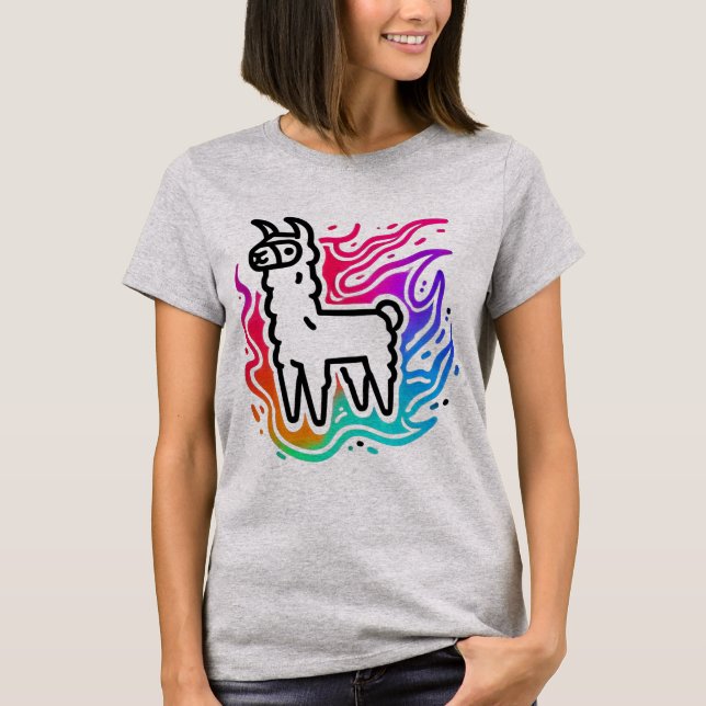 Rainbow Blaze Llama T-Shirt (Vorderseite)