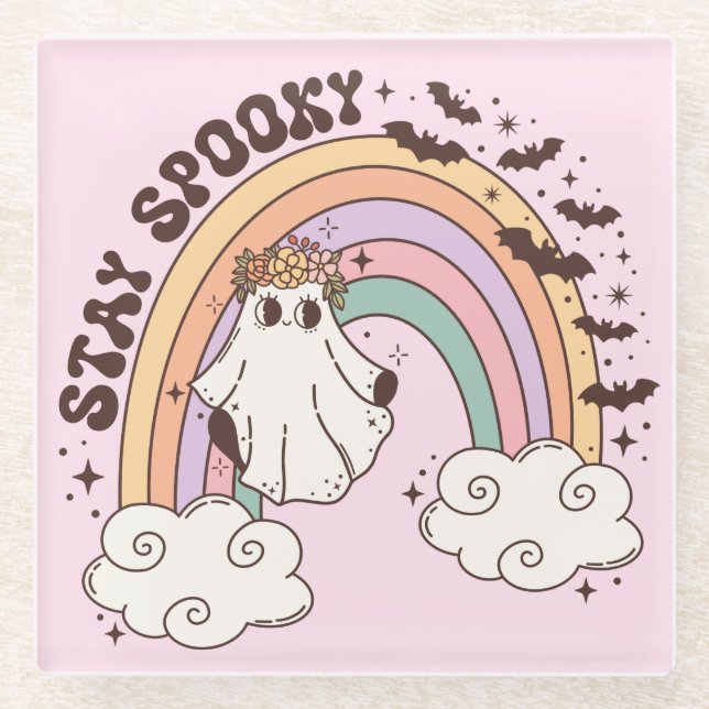 Rainbow Bleibe Spooky Glasuntersetzer (Vorderseite)