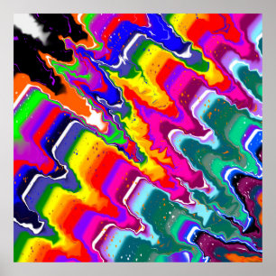 Rainbow Blip Abstrakte digitale Kunst Poster