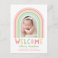 Rainbow Bliss Baby Birth Ankündigung Postcard