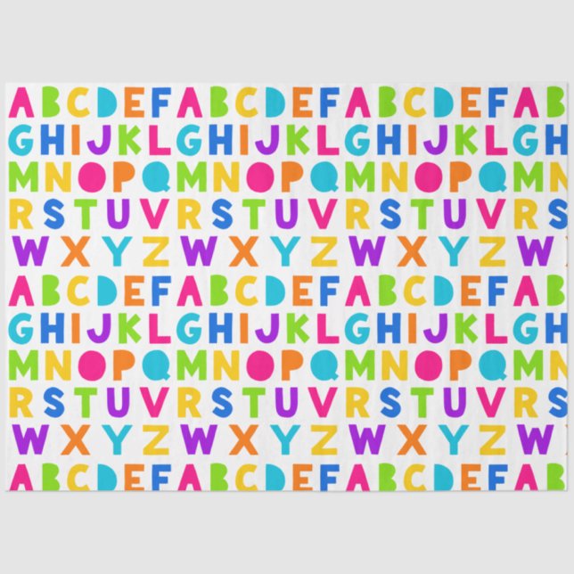 Rainbow Block Letter Alphabet Tissue Paper Seidenpapier (Vorderseite)