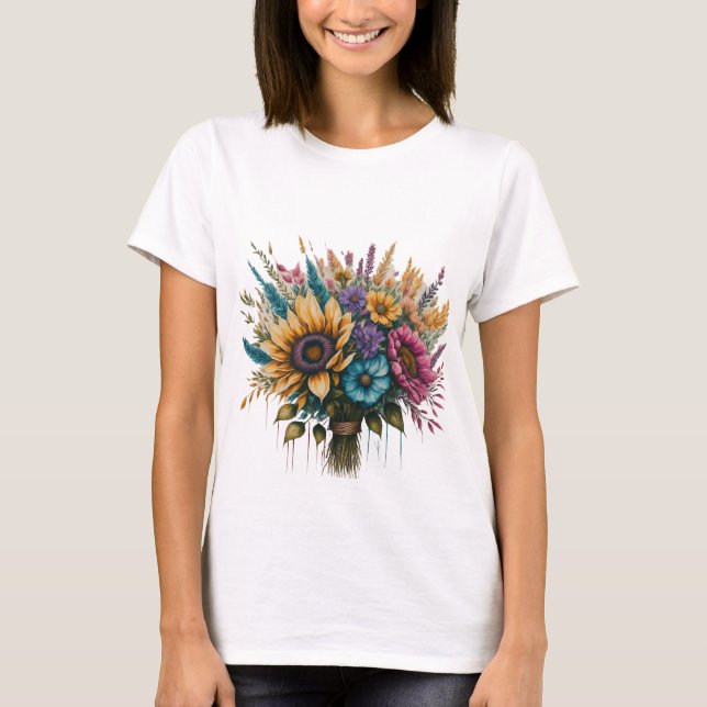 "Rainbow Blooms Bouquet" T-Shirt (Vorderseite)