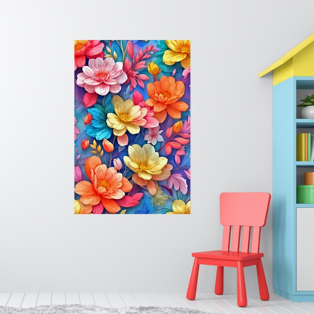 Rainbow Blossom: Eine moderne Symphonie von Farben Poster (Kinderzimmer 1)