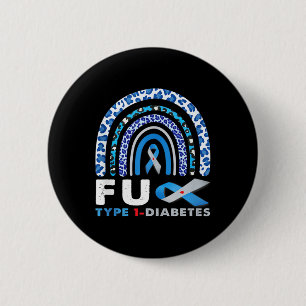 Rainbow Blue Grau Ribbon Fck Typ 1 Diabetes Aware Button