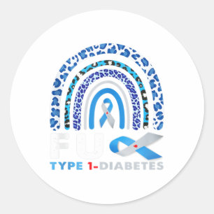 Rainbow Blue Grau Ribbon Fck Typ 1 Diabetes Aware Runder Aufkleber