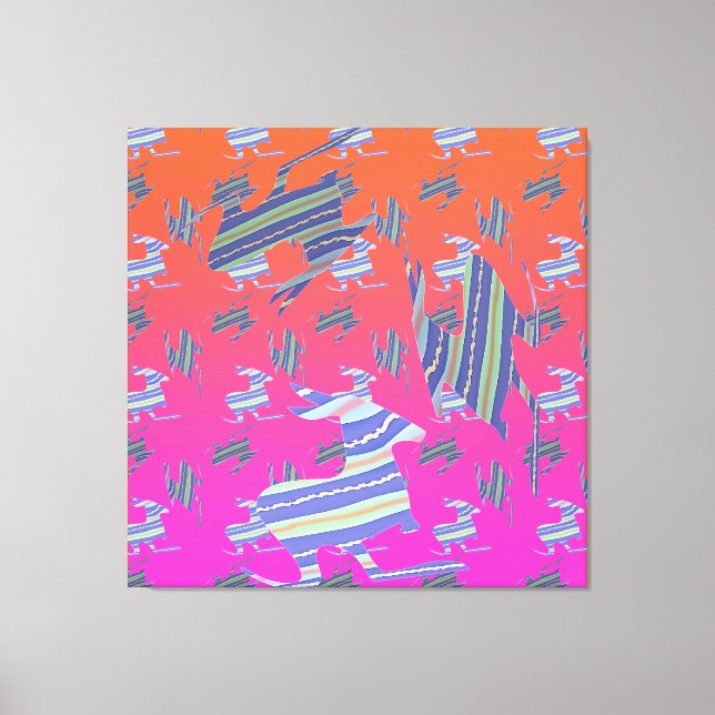 Rainbow Blue Kangaroo Stretched Canvas Print Leinwanddruck (Vorderseite)