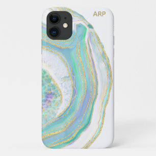 *~* Rainbow Blue Mint Agate Gold Glitzer Pastell Case-Mate iPhone Hülle