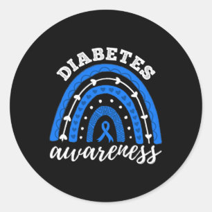 Rainbow Blue Ribbon T1d Typ 1 Diabetes Runder Aufkleber