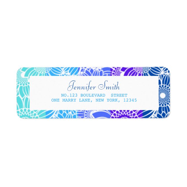 Rainbow Blue Stripes Floral Geburtstagsadresse (Vorne)