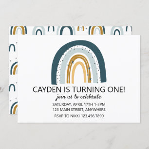 Rainbow Blue und braune Jungen zum Geburtstag einl Einladung