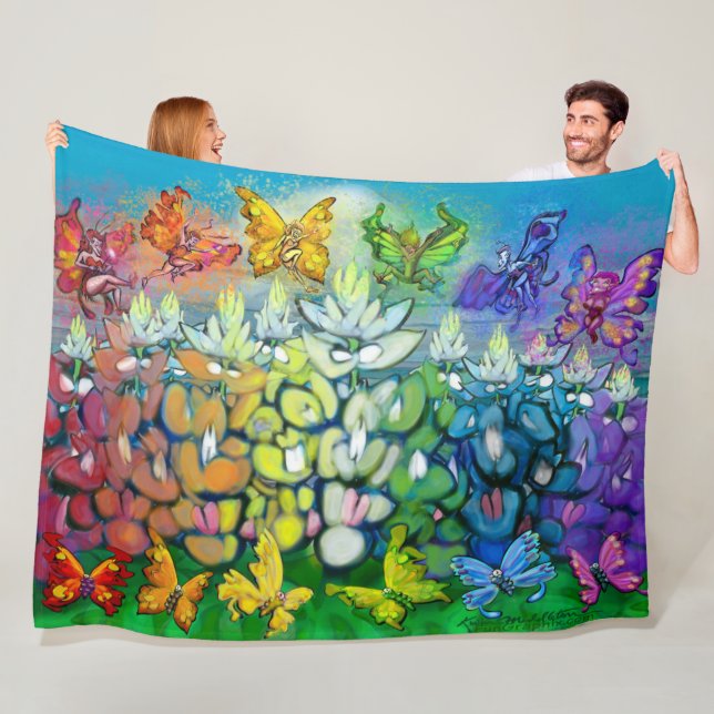 Rainbow Bluebonnets Map Fleece Blanket (Beispiel)