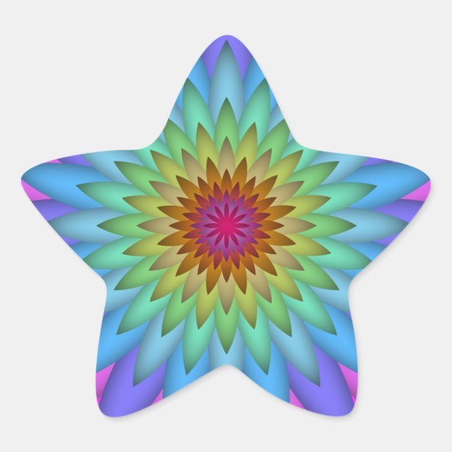 Rainbow Blume Abstrakt Art Stern-Aufkleber (Vorderseite)