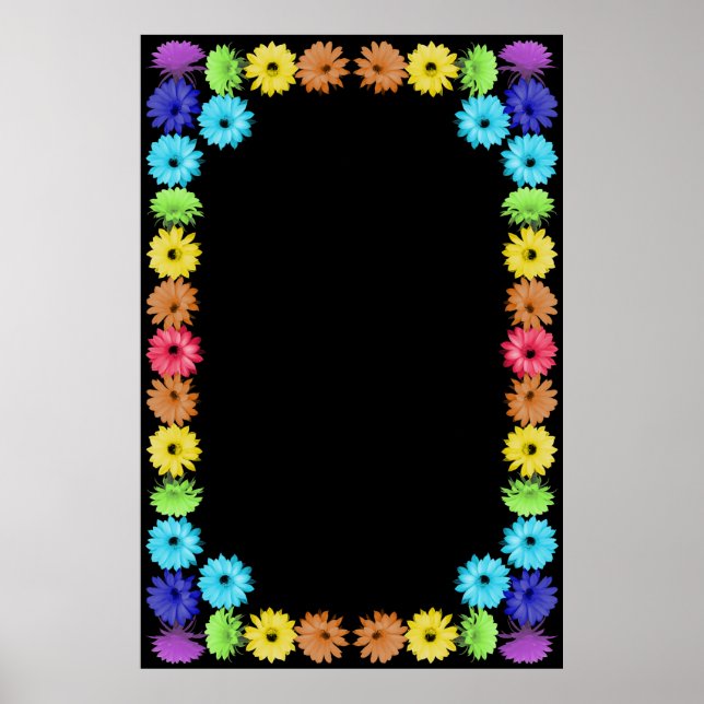 Rainbow Blume Border Poster (Vorne)