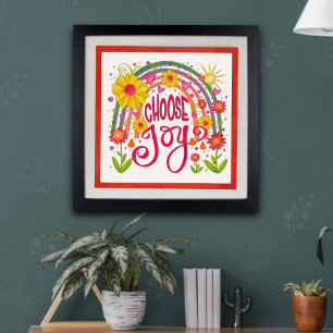Rainbow Blume Colorful Choose Joy Inspirivity Poster