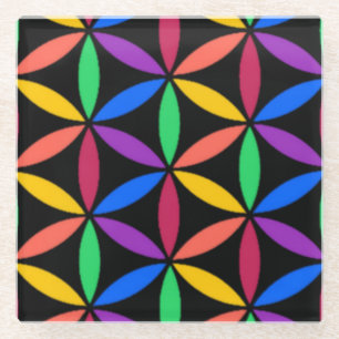 Rainbow-Blume des Lebensmusters Glasuntersetzer