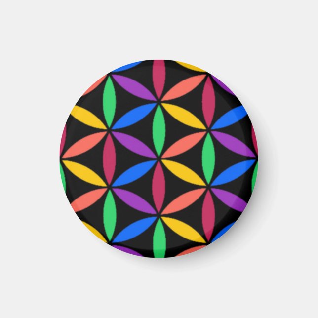 Rainbow-Blume des Lebensmusters Magnet (Vorne)