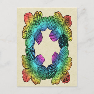 Rainbow Blume Doodle Postkarte